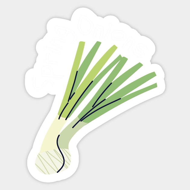 Hand Drawn Spring Onions Minimal Sticker by monicasareen